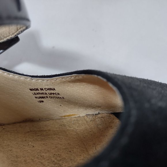 Michael Michael Kors Black Peep Toe Suede Patent Heels Pumps Women's Size 10 - Picture 7 of 7